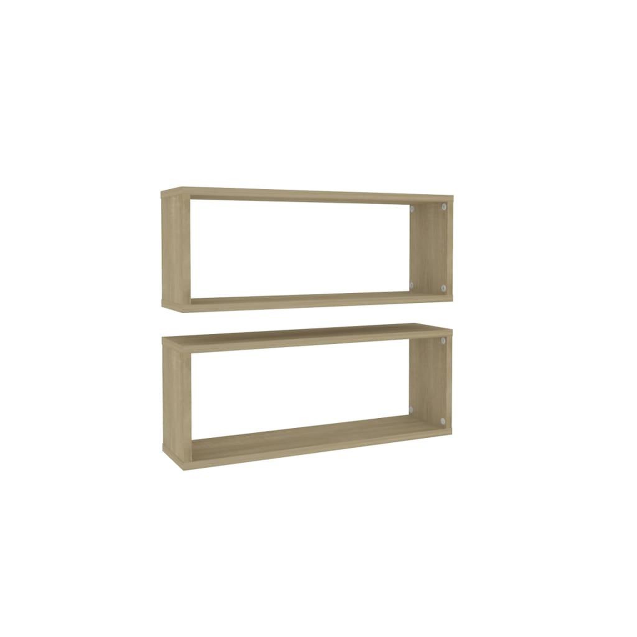 Voir la diapositive 2 : VIDAXL Etageres murales cube 2 pcs Chene sonoma Bois d'ingenierie