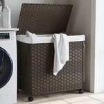 VIDAXL Panier a linge avec roulettes marron fonce 60x35x60,5 cm