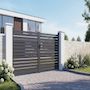 Voir la diapositive 2 : Habitat et Jardin Portail semi-ajouré en aluminium  Julien - 340 x 140 cm - Gris