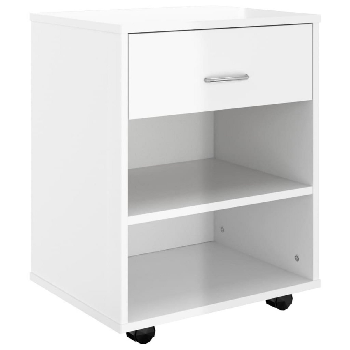 VIDAXL Armoire a roulettes Blanc brillant 46x36x59cm Bois d'ingenierie