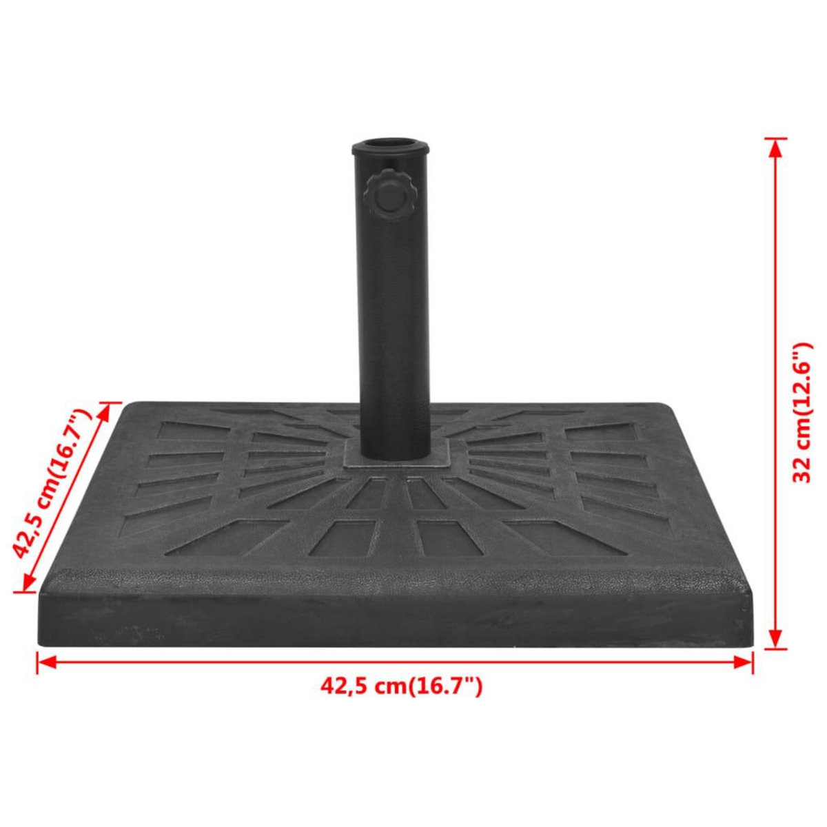 VIDAXL Base carree de parasol Resine Noir 12 kg