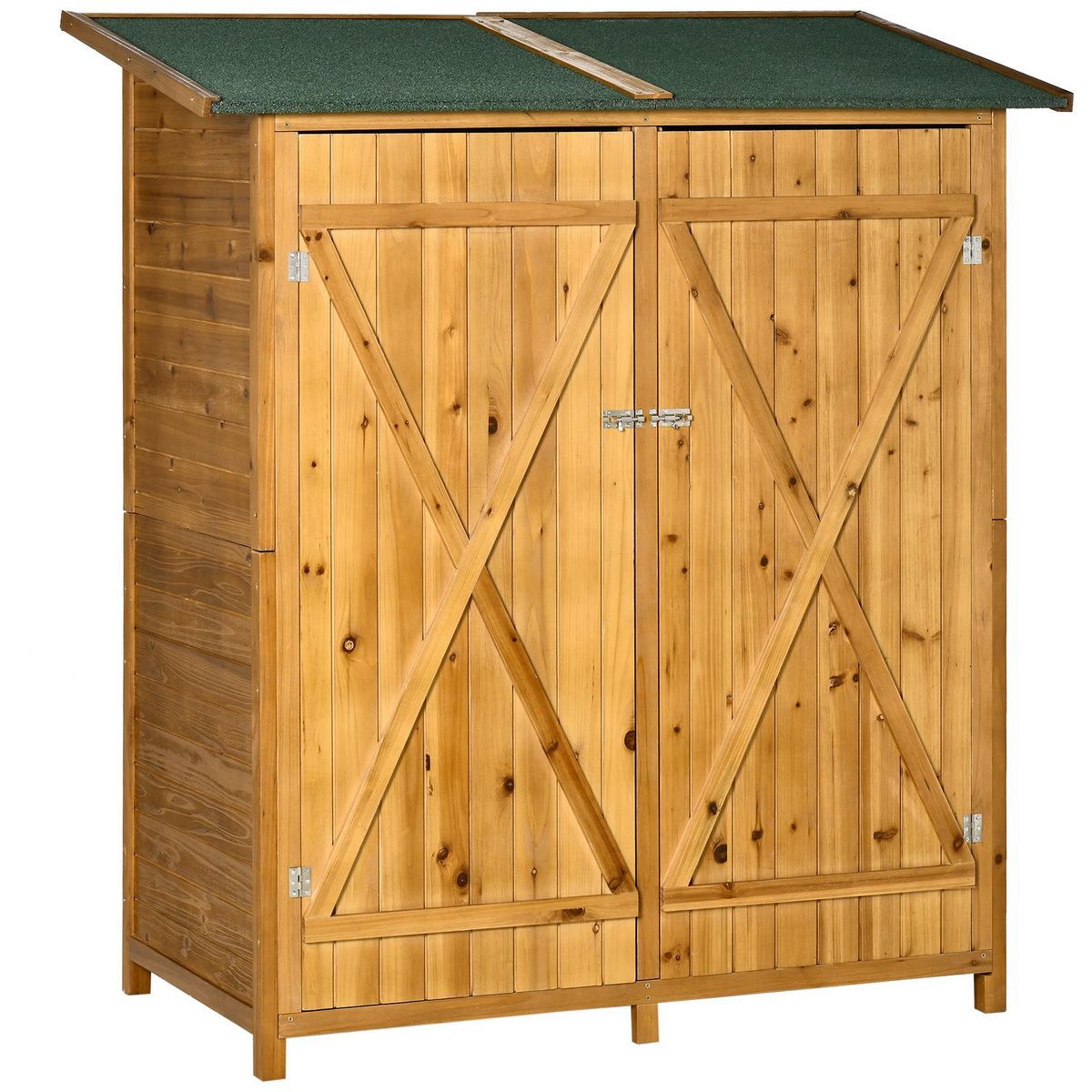 OUTSUNNY Abri de jardin armoire de jardin remise pour outils sur pied dim. 140L x 75l x 157H cm 2 étagères 2 portes toit bitumé étanche bois sapin pré-huilé