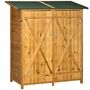 Voir la diapositive 1 : OUTSUNNY Abri de jardin armoire de jardin remise pour outils sur pied dim. 140L x 75l x 157H cm 2 étagères 2 portes toit bitumé étanche bois sapin pré-huilé