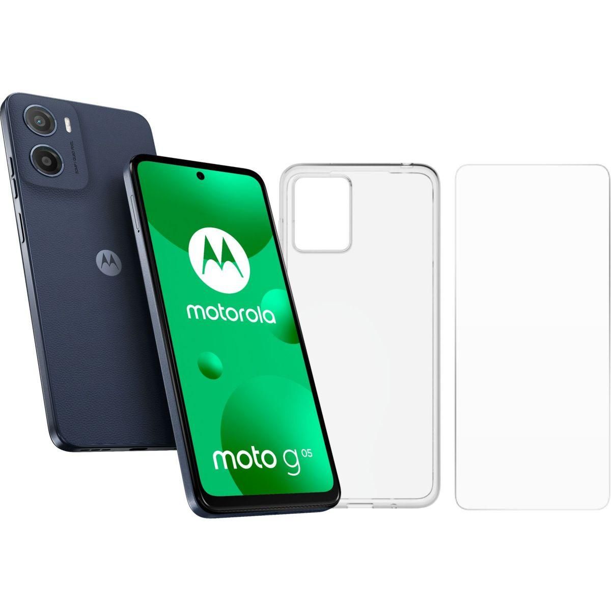 MOTOROLA Smartphone Pack G05 + coque + verre trempe