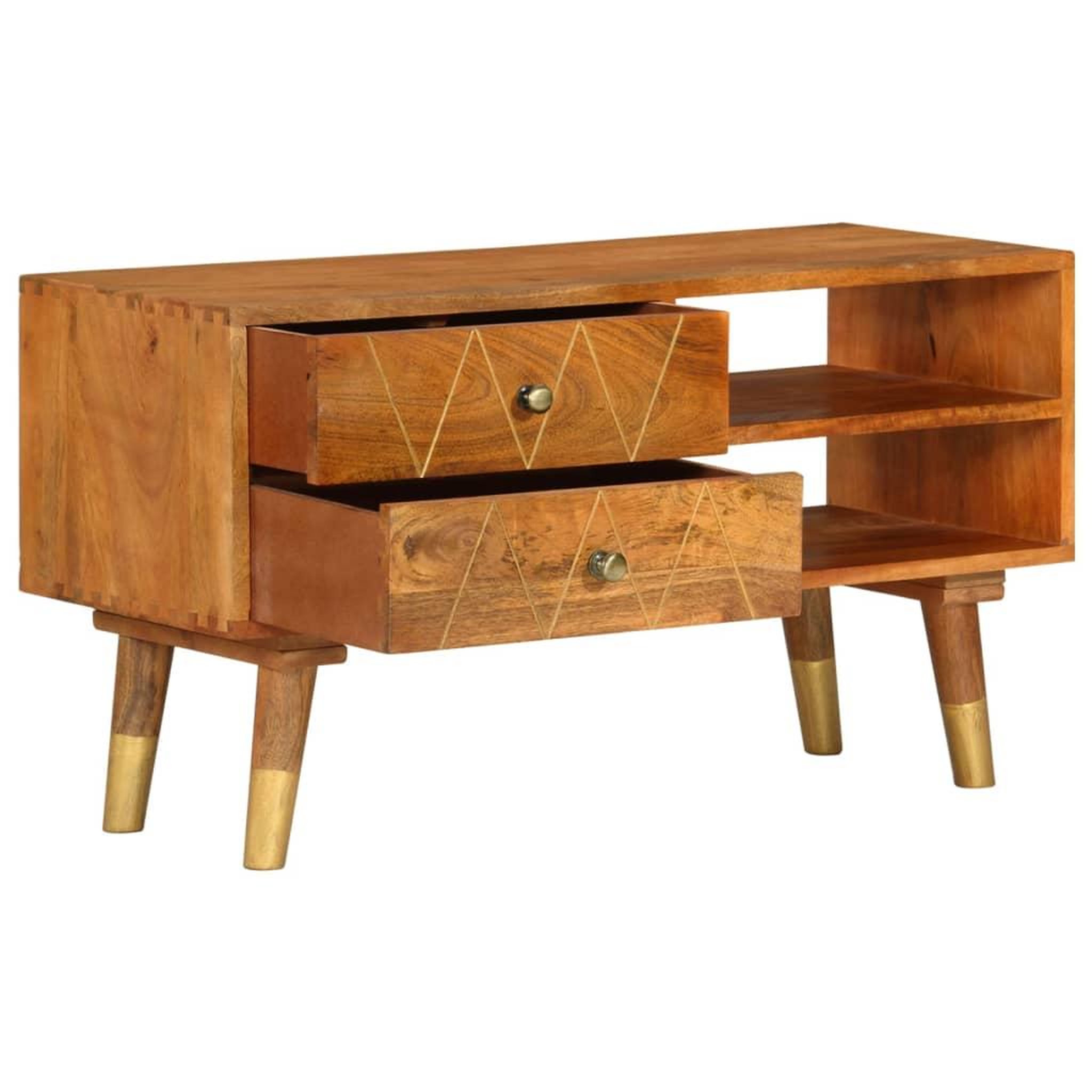 Voir la diapositive 2 : VIDAXL Meuble tv 85x35x47 cm bois massif de manguier
