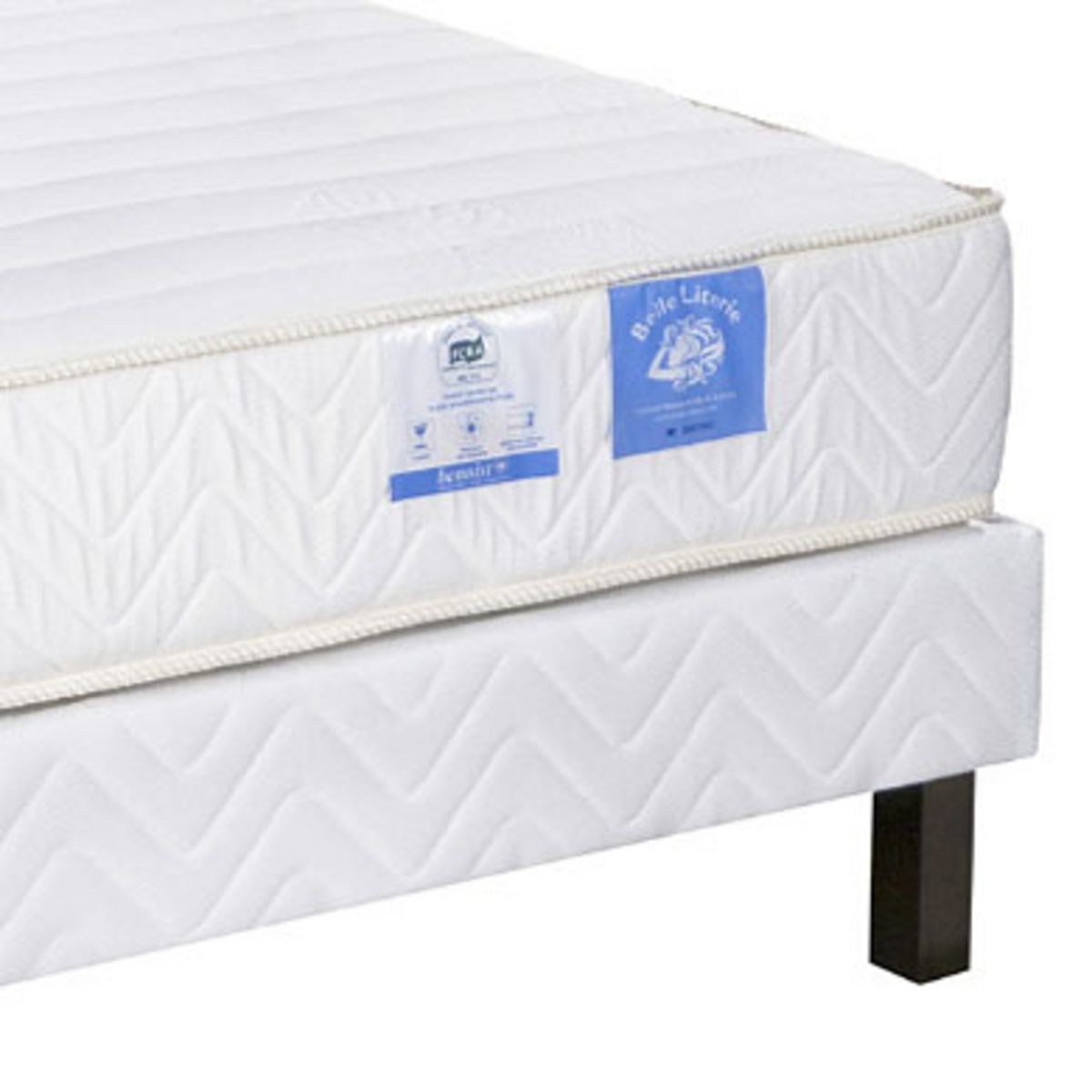 BELLE LITERIE BENOIST 140x190 cm : Matelas 100% latex SAMOA + sommier FEROE + 4 pieds