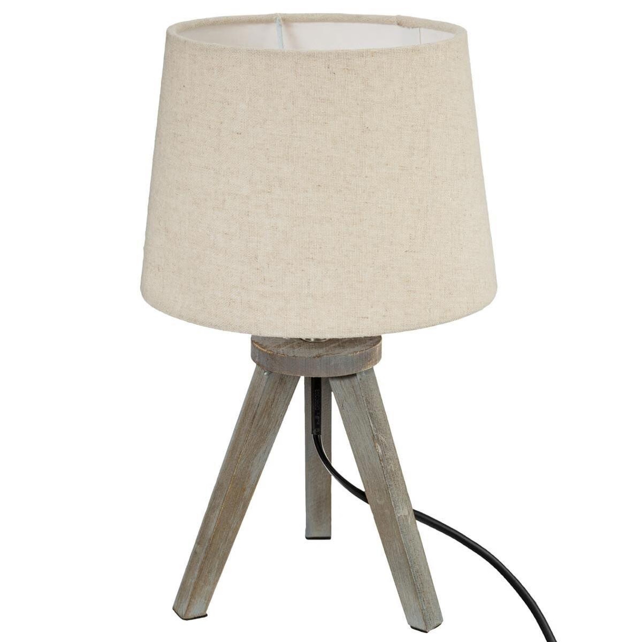 ATMOSPHERA Lampe à poser trépied en bois  alexis  31cm lin