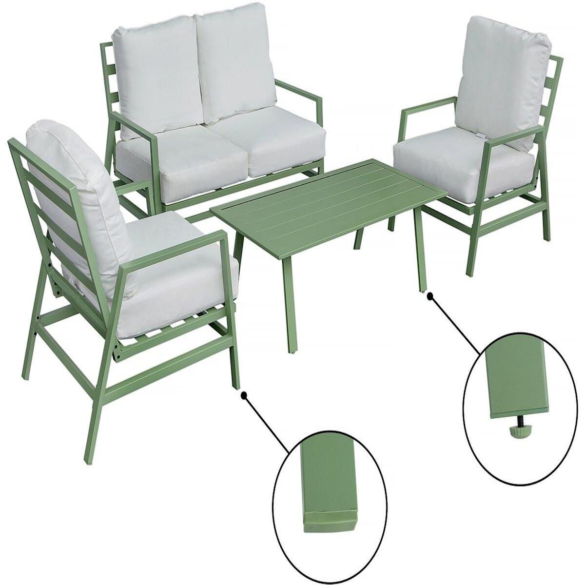 Habitat et Jardin Salon de jardin en métal  Queens  - 4 places - Vert