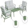Voir la diapositive 4 : Habitat et Jardin Salon de jardin en métal  Queens  - 4 places - Vert