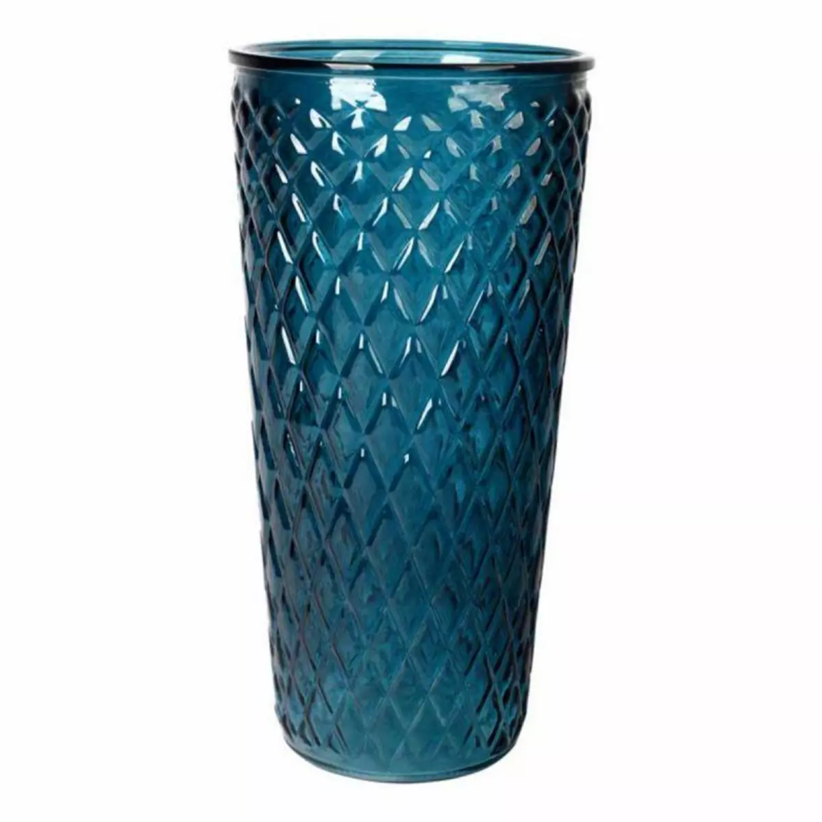 Paris Prix Vase Déco en Verre  Relief Losange  23cm Bleu Indigo