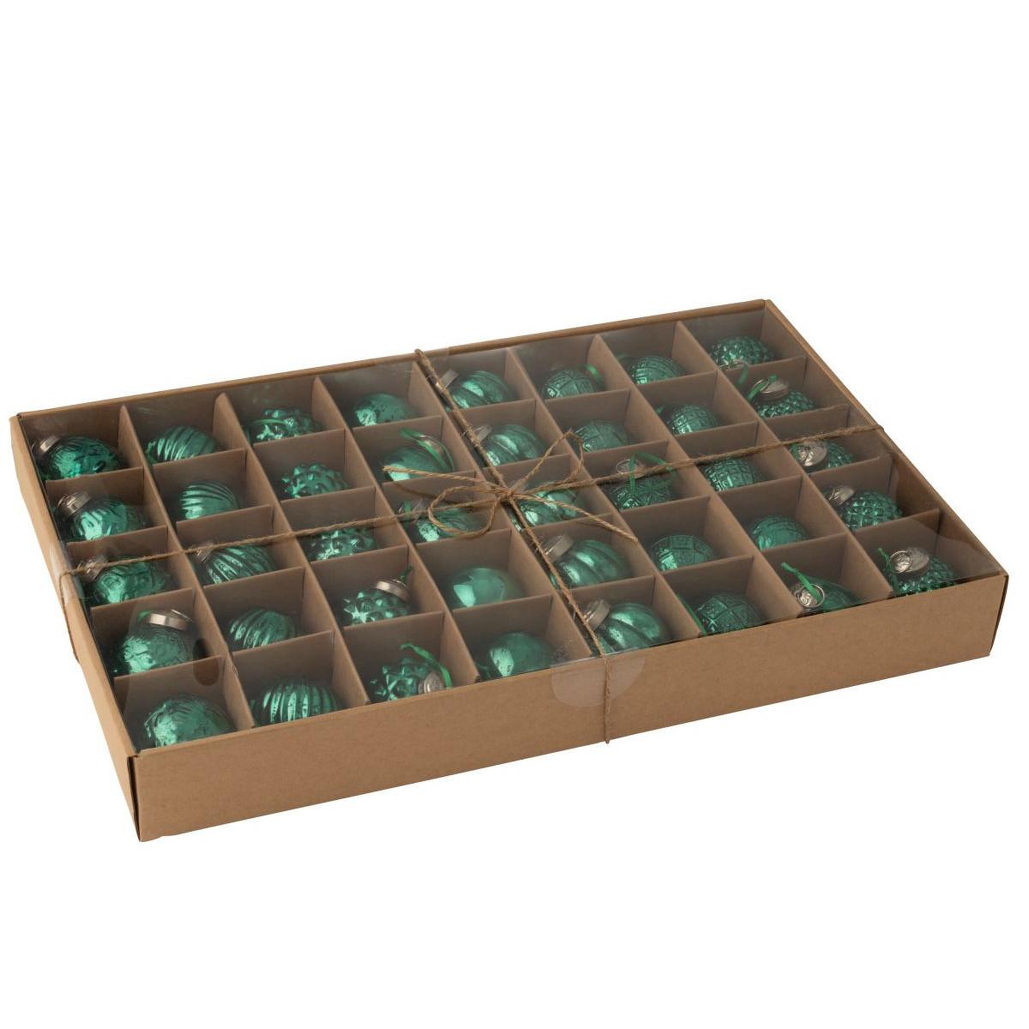 Voir la diapositive 2 : J-LINE Lot de 40 boules de noël  8 motifs  6cm vert