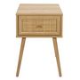 Voir la diapositive 6 : TOILINUX Table de chevet Bali avec 1 tiroir en rotin et panneaux de particules - Beige