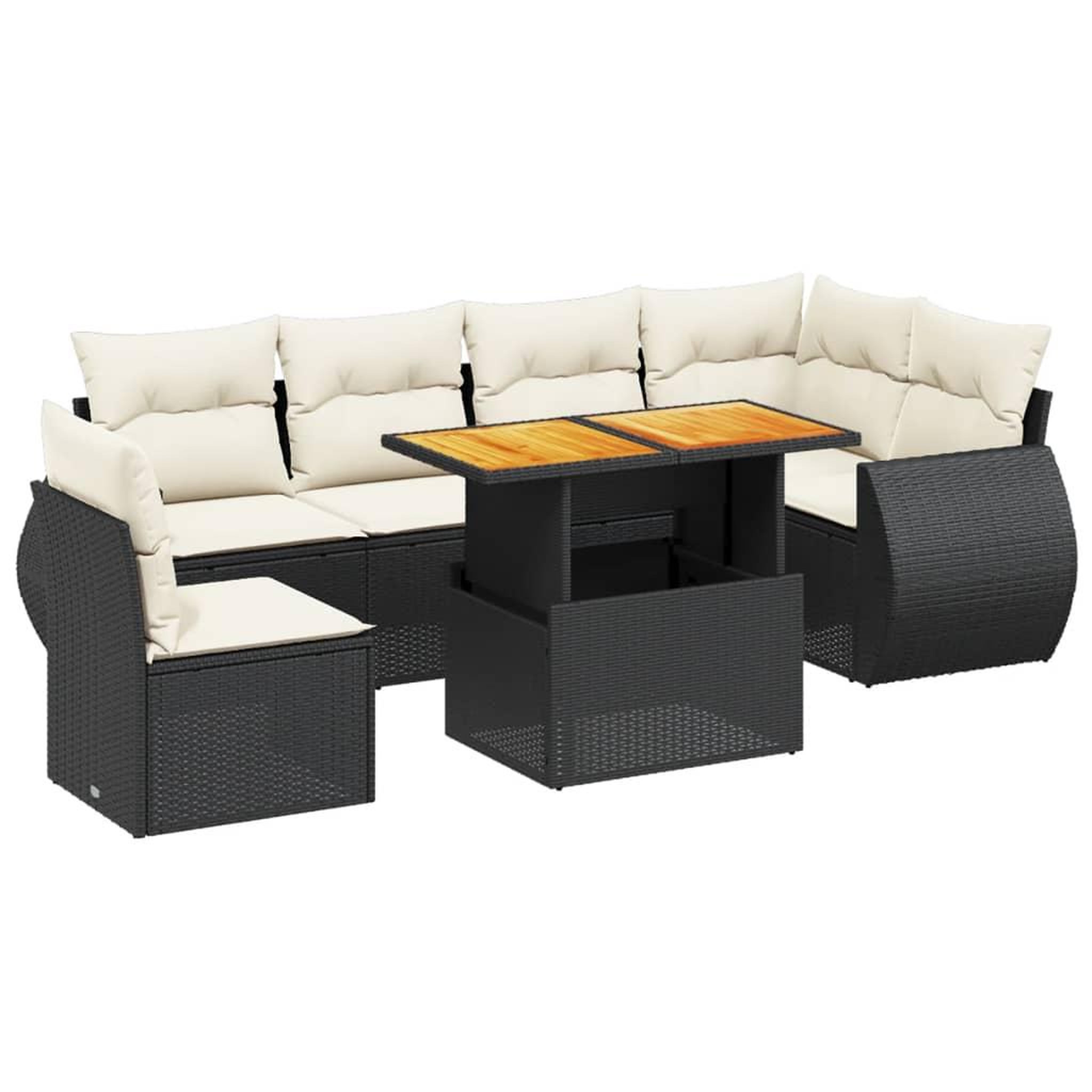 Voir la diapositive 2 : VIDAXL Salon de jardin 7 pcs avec coussins noir resine tressee
