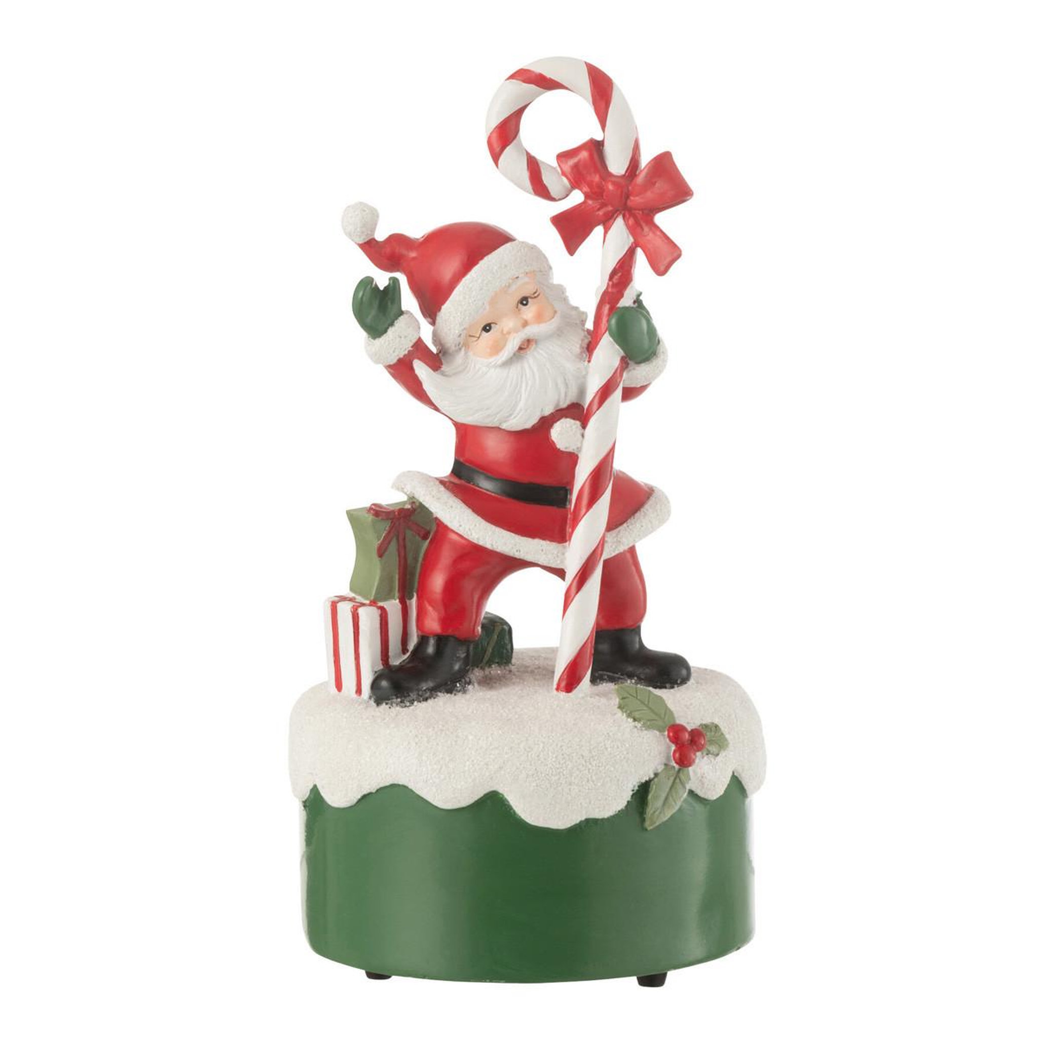 J-LINE Boîte à musique  père noël bonbon  19cm multicolore
