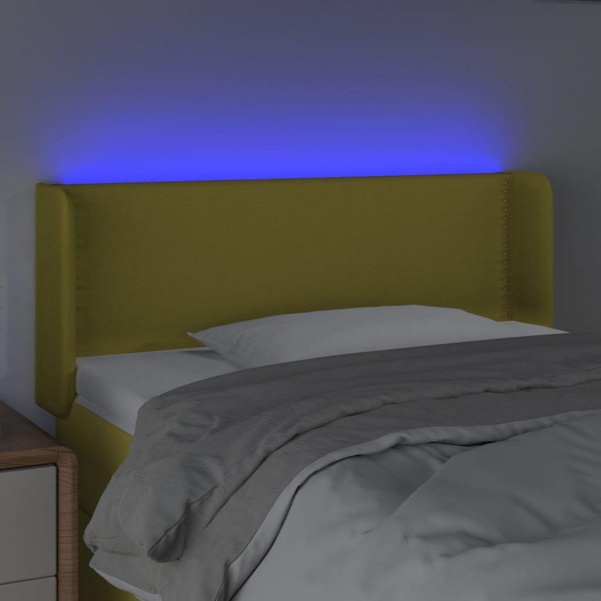 VIDAXL Tete de lit a LED Vert 103x16x78/88 cm Tissu