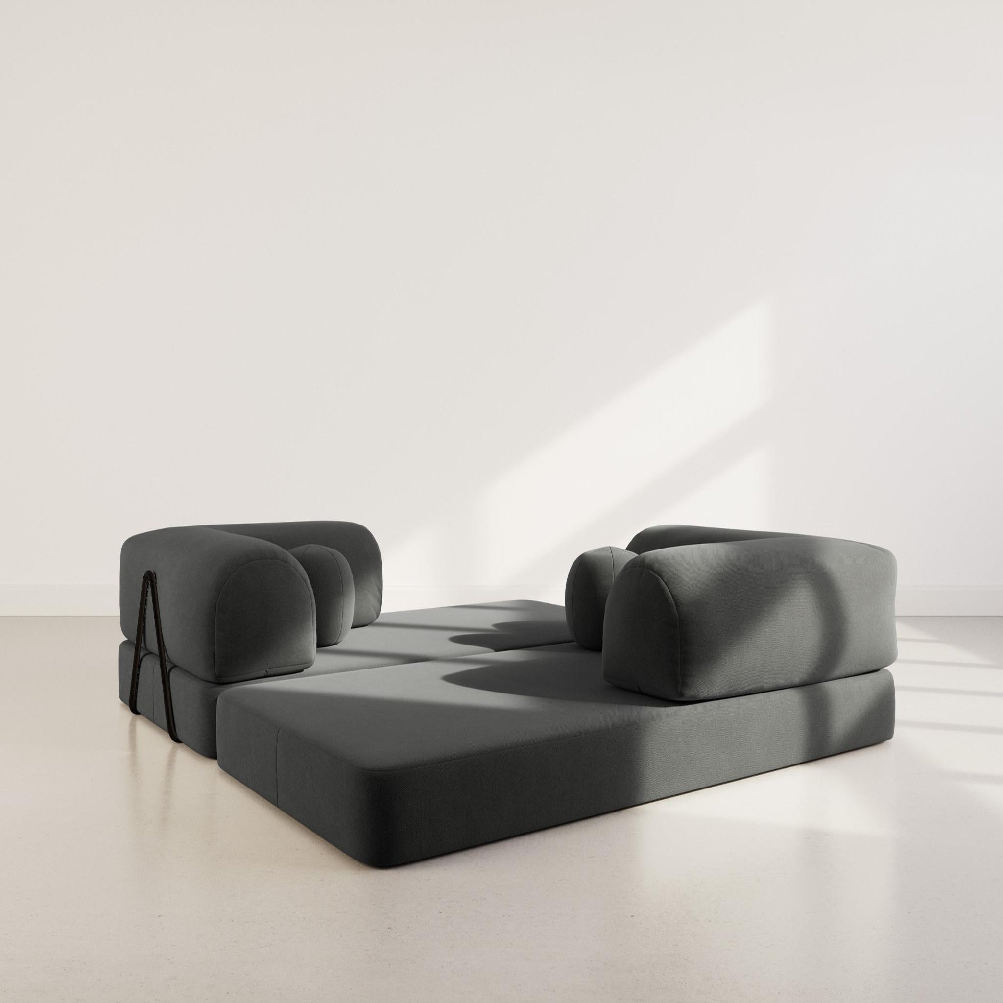 Voir la diapositive 3 : BEST MOBILIER Nebula - canapé 3 places convertible en velours texturé