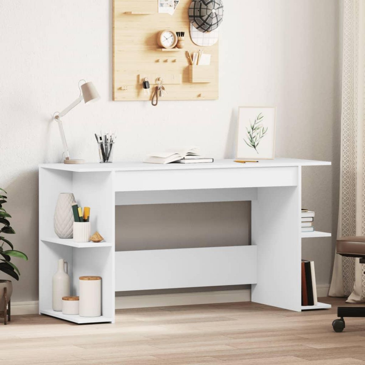 VIDAXL Bureau blanc 140x50x75 cm bois d'ingenierie