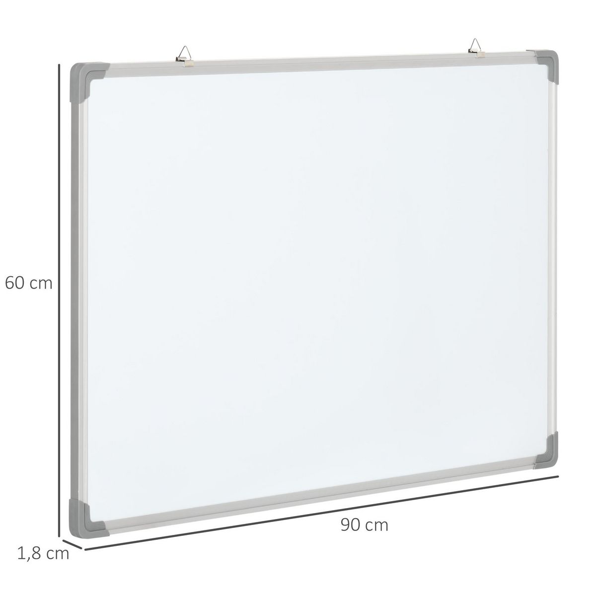 HOMCOM Tableau blanc aimanté magnétique dim. 90L x 60H cm nombreux accessoires inclus cadre aluminium