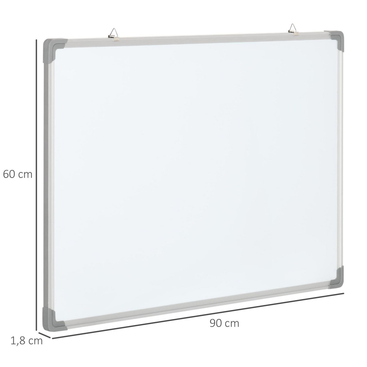HOMCOM Tableau blanc aimanté magnétique dim. 90L x 60H cm nombreux accessoires inclus cadre aluminium