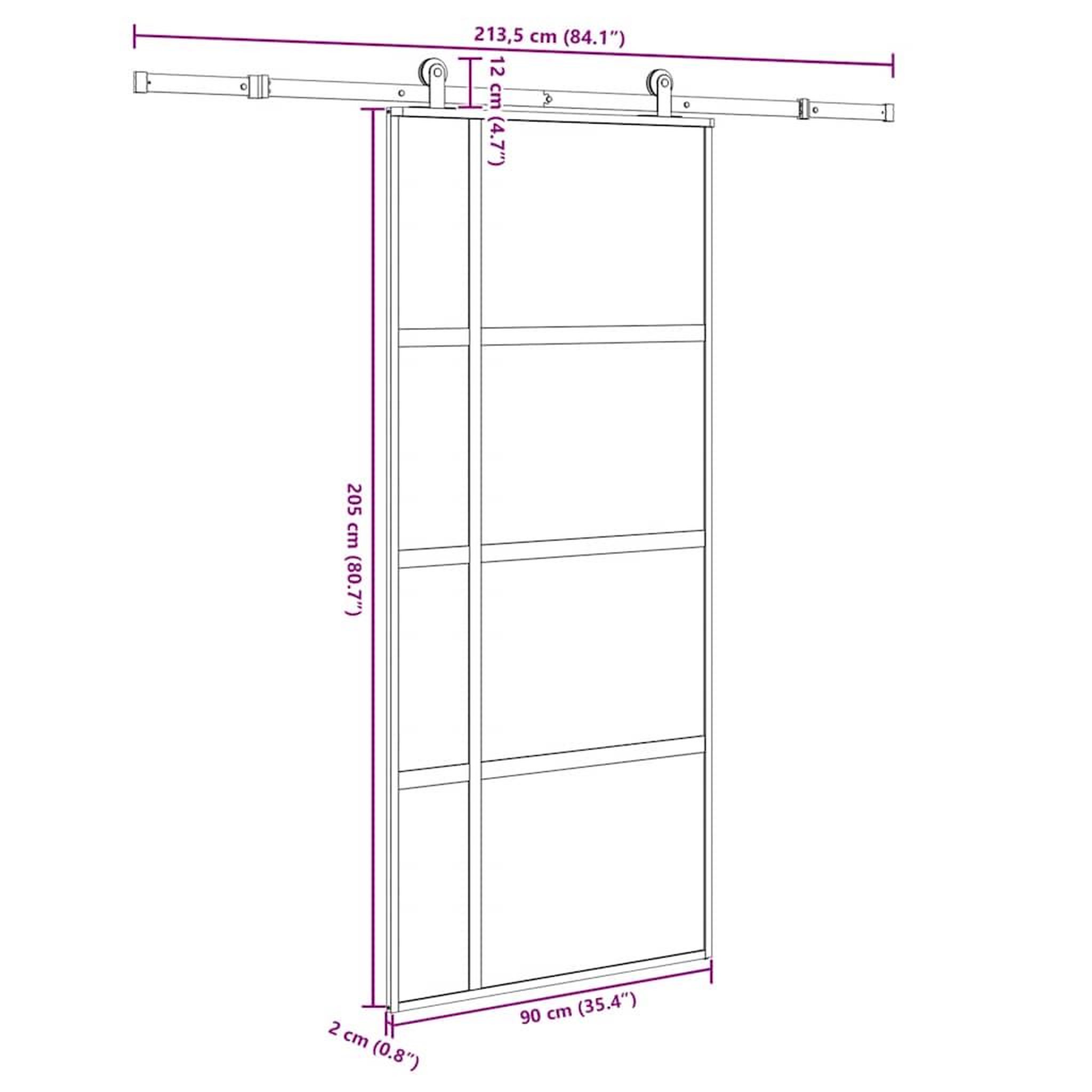 Voir la diapositive 6 : VIDAXL Porte coulissante kit de quincaillerie trempe verre aluminium