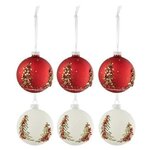 Paris Prix Lot de 6 Boules de Noël  Sapin Paillettes  8cm Blanc & Rouge