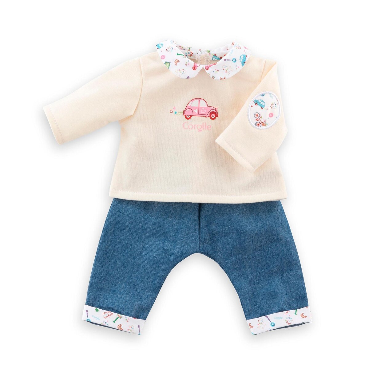 Corolle T-Shirt Manches Longues et Jean Week-end à Paris pour poupon 36 cm