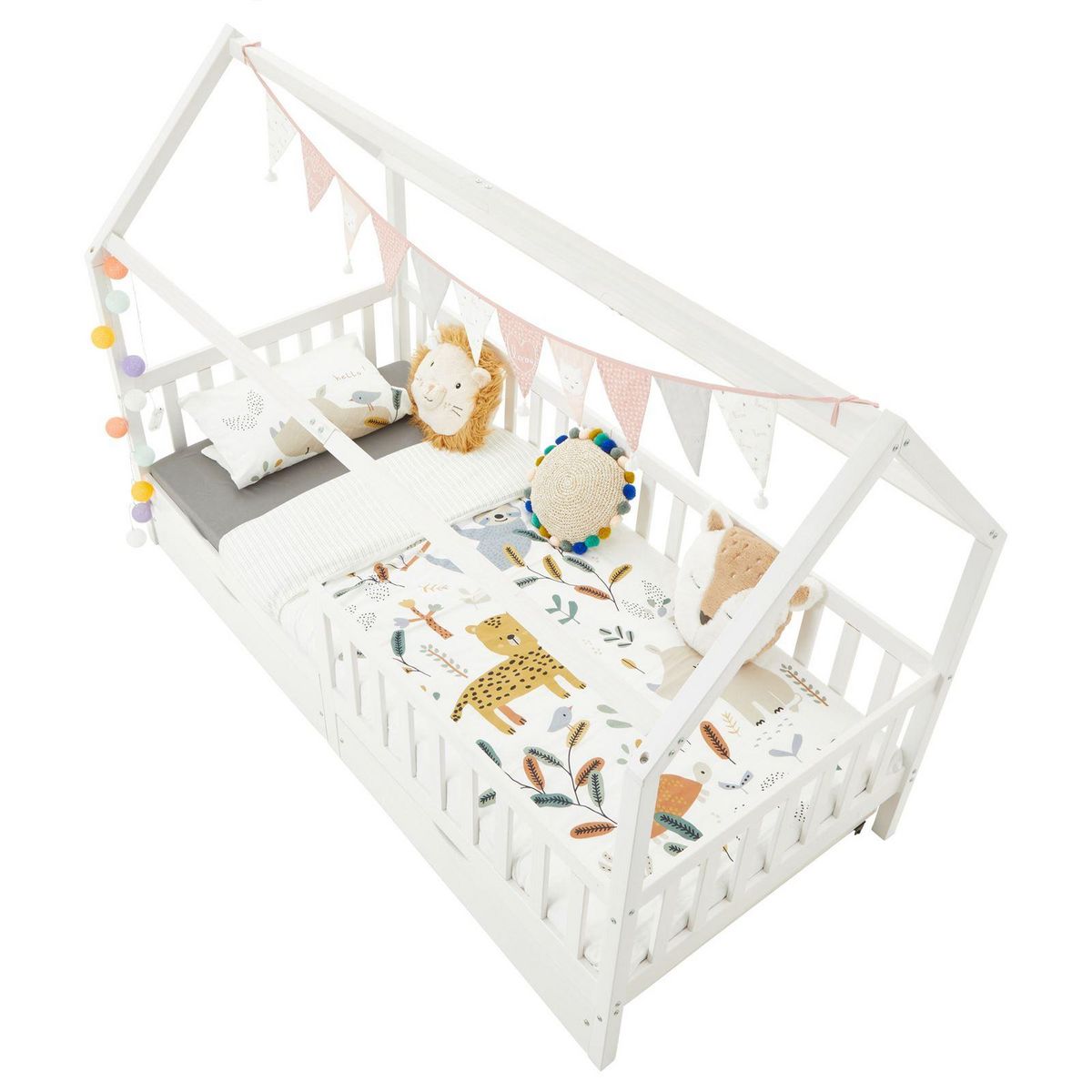 IDIMEX Lit cabane NUNA avec tiroirs, 90 x 200 cm en pin massif