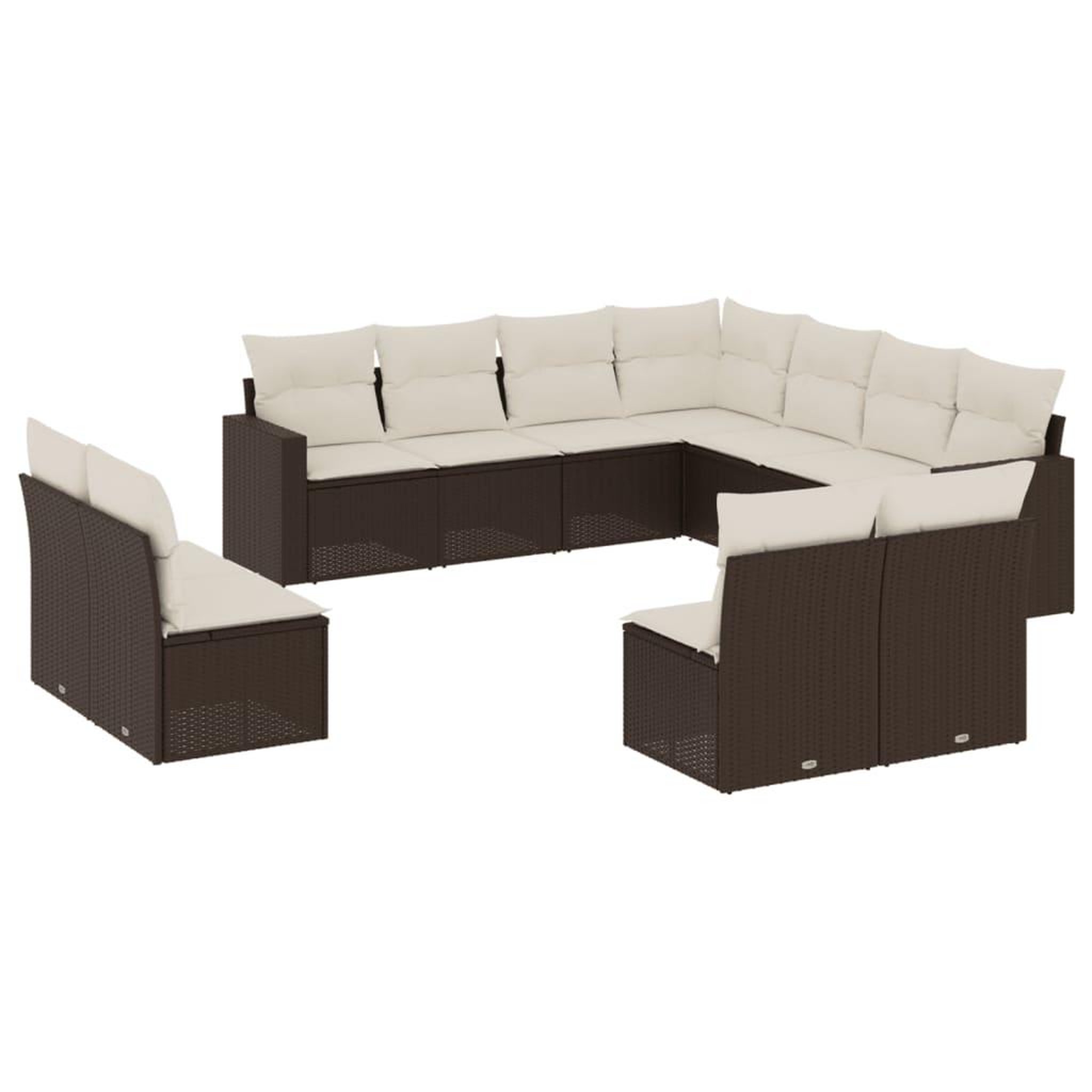 Voir la diapositive 2 : VIDAXL Salon de jardin et coussins 11 pcs marron resine tressee