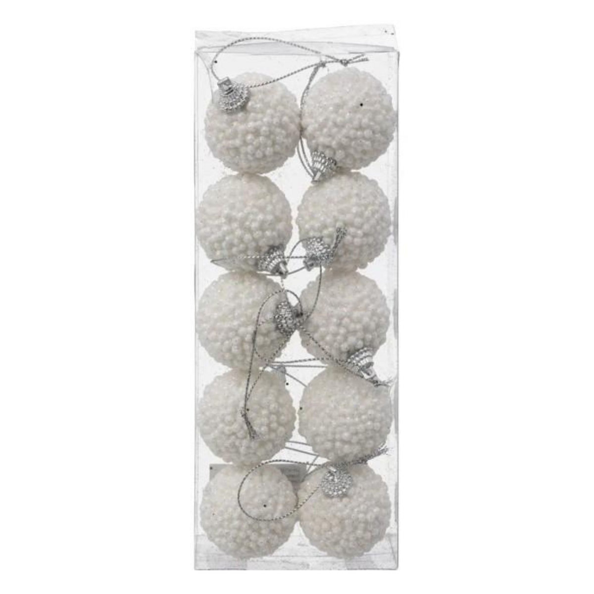 ATMOSPHERA Lot de 10 Boules de Noël  Petites Billes  4cm Blanc