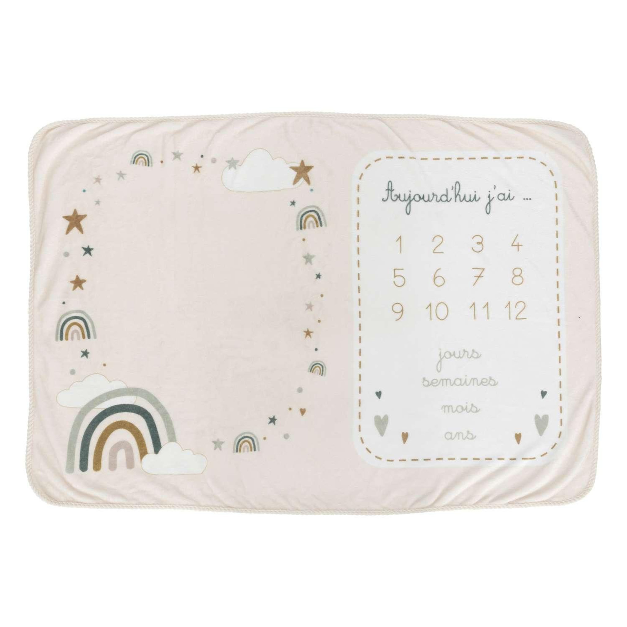 Voir la diapositive 3 : ATMOSPHERA Coffret couverture âge étape bébé Arc en ciel - Crème