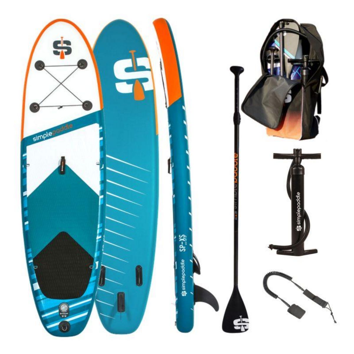 SIMPLE PADDLE Paddle Gonflable XS 9'2  30'' 5'' (278 x 76 x 13 cm) avec Pagaie, Leash, Pompe et Sac de Transport