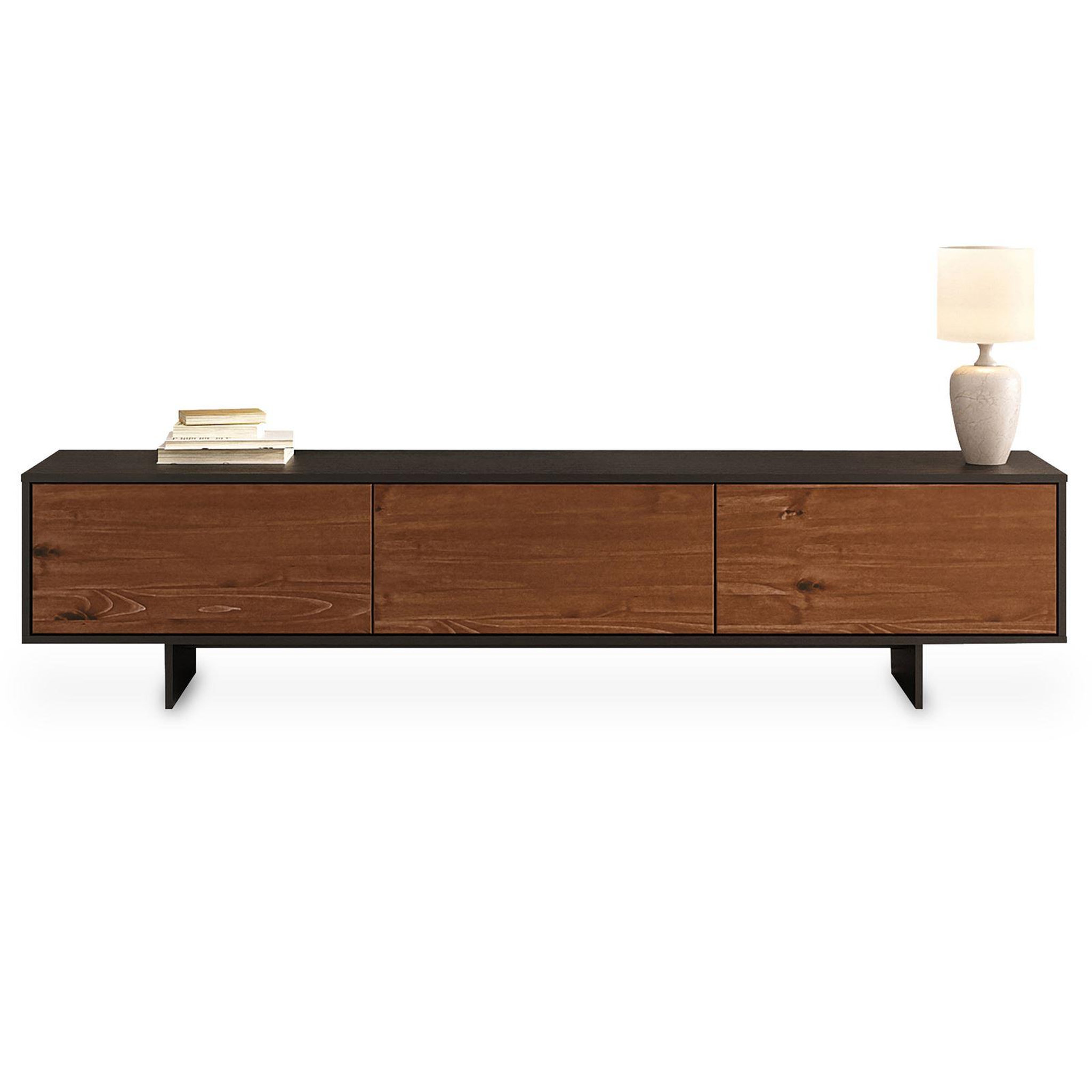 IDIMEX Meuble tv arto l 184 cm 3 portes en bois. Coloris disponibles : Marron, Noir