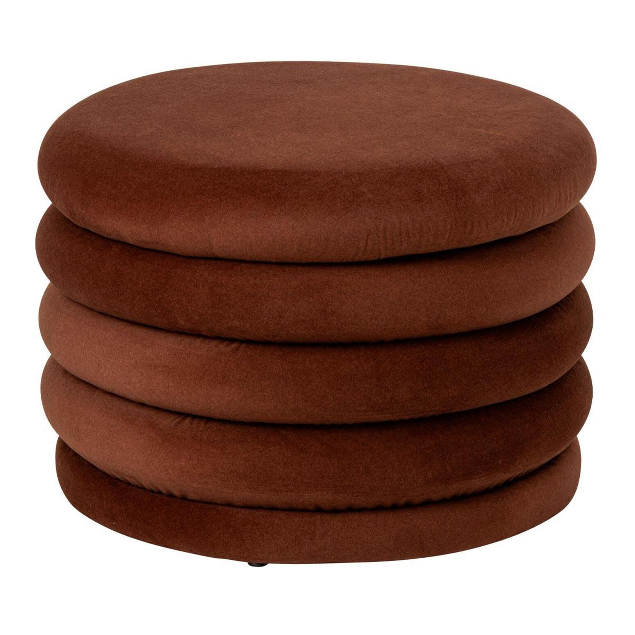 J-LINE Pouf coffre côtelé  mich  59cm rouille