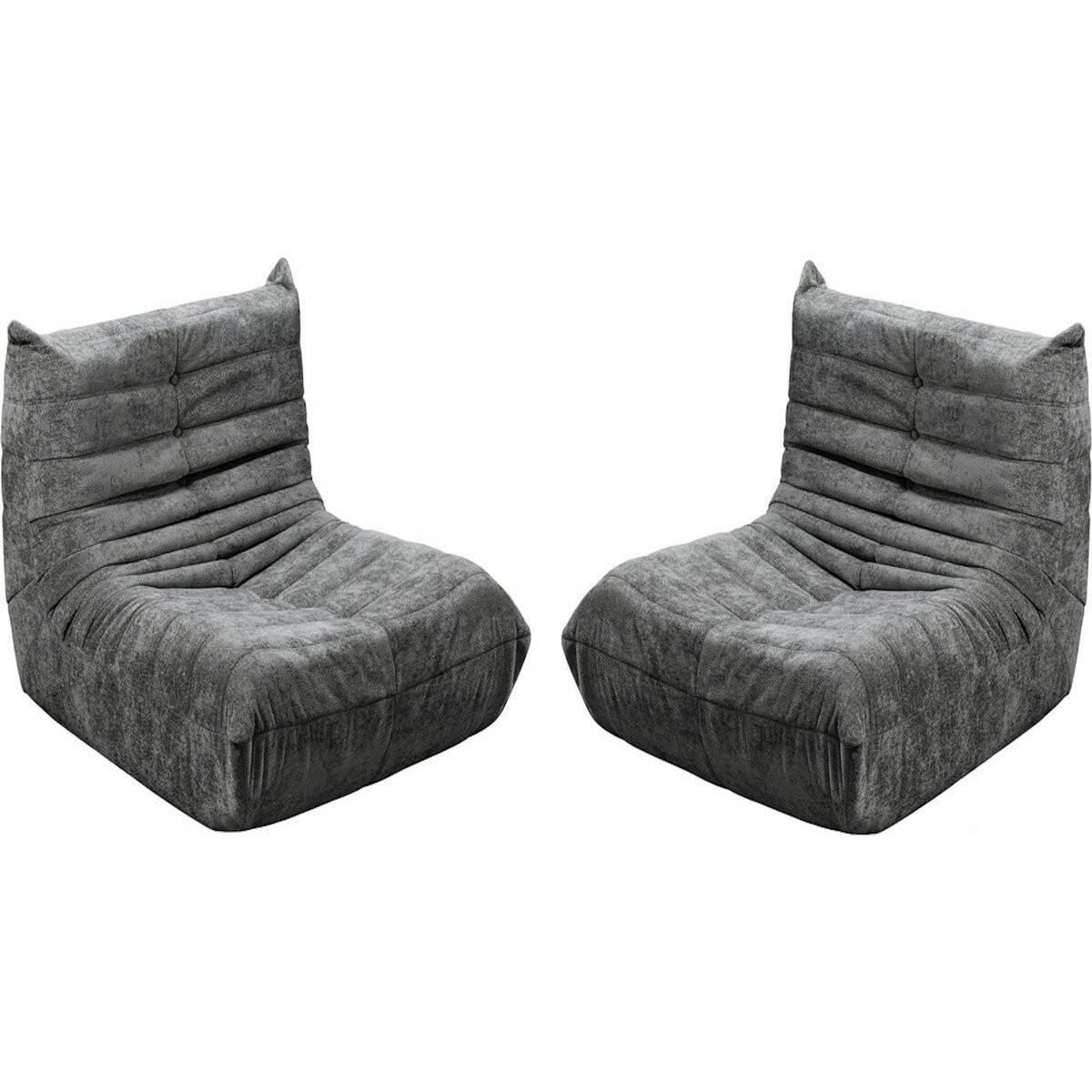 Habitat et Jardin Lot de 2 chauffeuses pour canapé modulables en tissu texturé  Velasca  - Gris