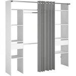 EKIPA Kit dressing ARTIC avec rideau - Décor Blanc - 2 colonnes + 2 penderies + 2 tiroirs - L 198 x P 40 x H 203 cm - EKIPA