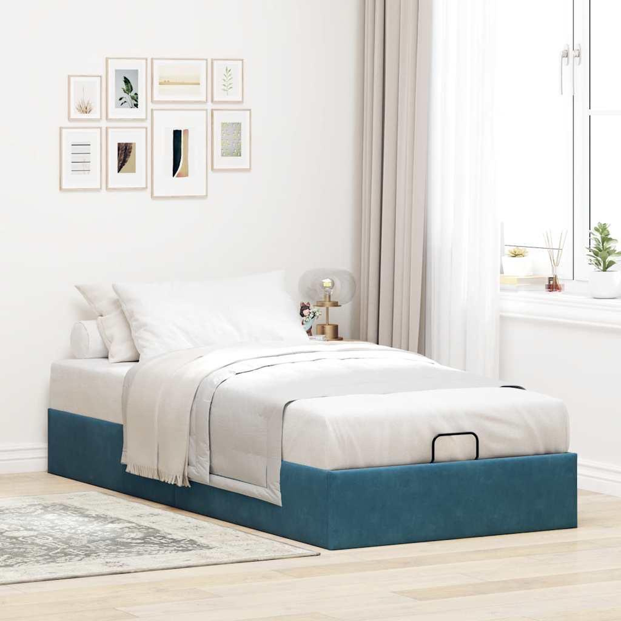 Voir la diapositive 3 : VIDAXL Cadre de lit ottoman sans matelas bleu fonce 100x200 cm velours