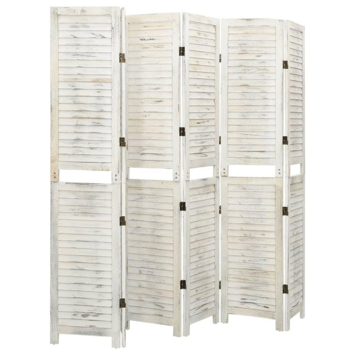 VIDAXL Cloison de separation 6 panneaux Blanc antique 215x166 cm Bois