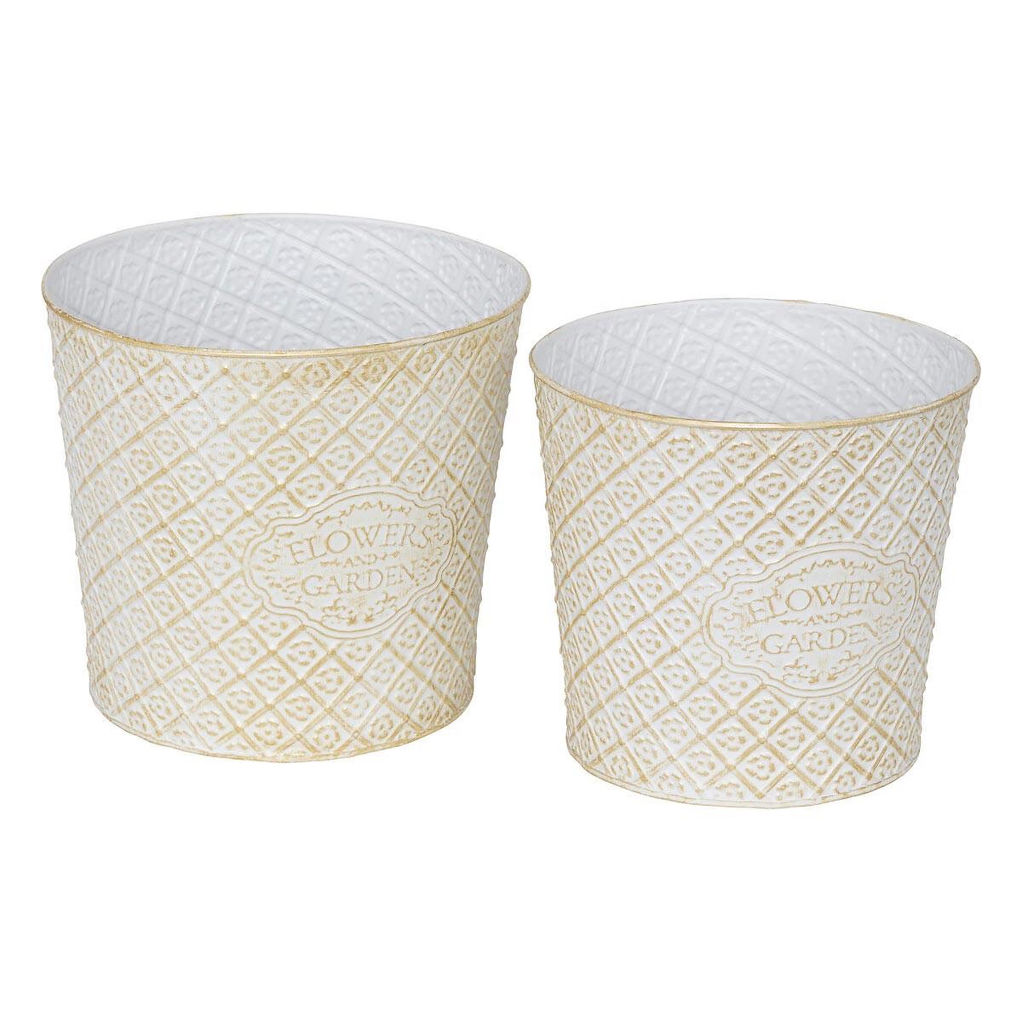 ATMOSPHERA Lot de 2 Cache-Pots en Métal  Tino  22cm Blanc