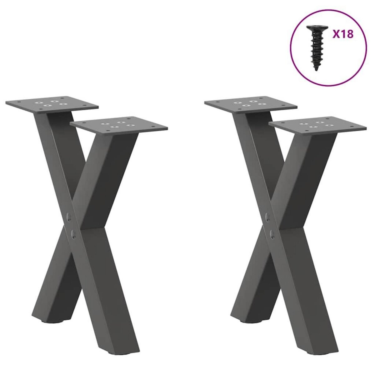 VIDAXL Pieds de table basse forme de X 2 pcs anthracite 30x(30-31) cm