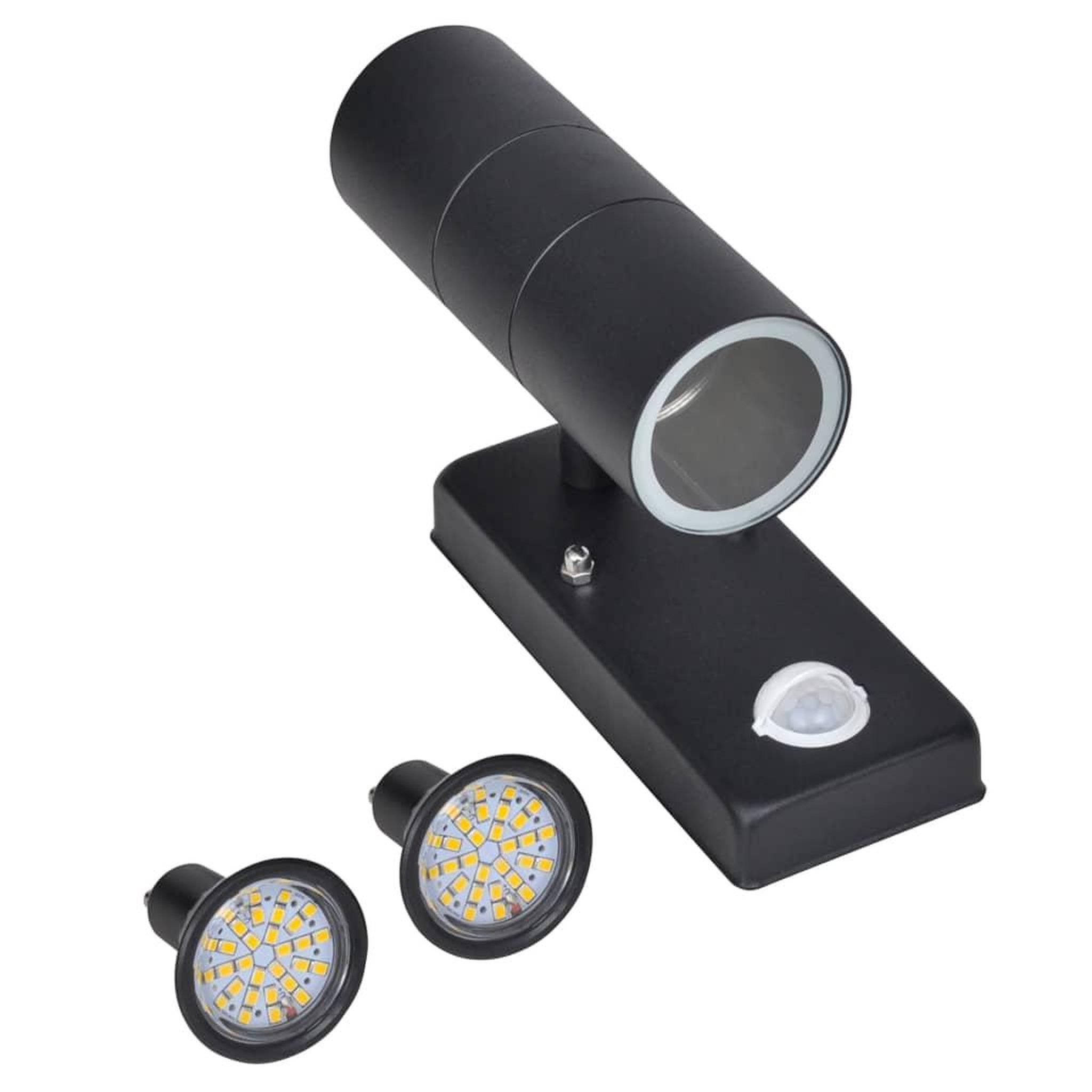 VIDAXL Lampe murale a LED avec capteur Inox Forme cylindrique Noir