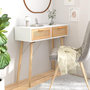 Voir la diapositive 1 : VIDAXL Table console Blanc 80x30x75 cm Bois massif pin /rotin naturel