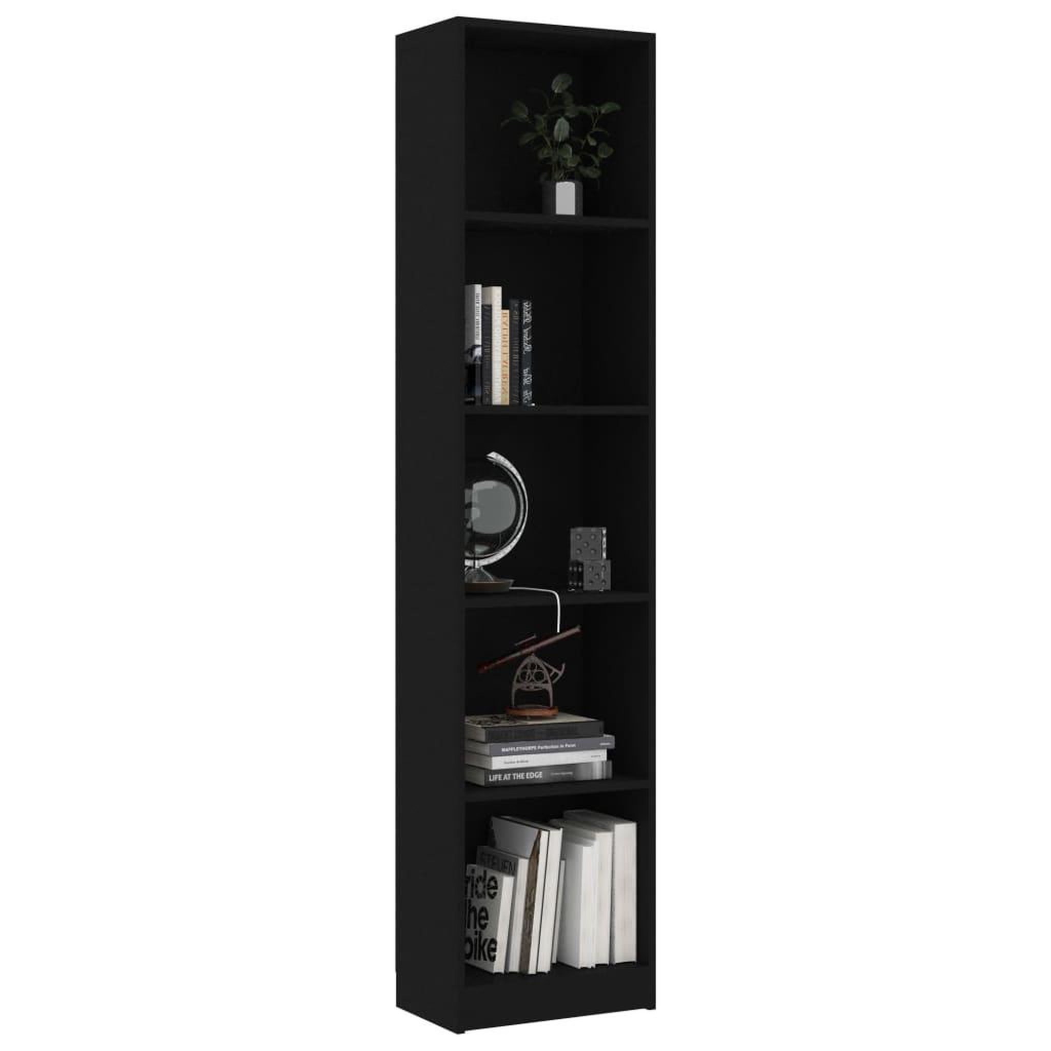 Voir la diapositive 3 : VIDAXL Bibliotheque a 5 niveaux Noir 40x24x175 cm Bois d'ingenierie