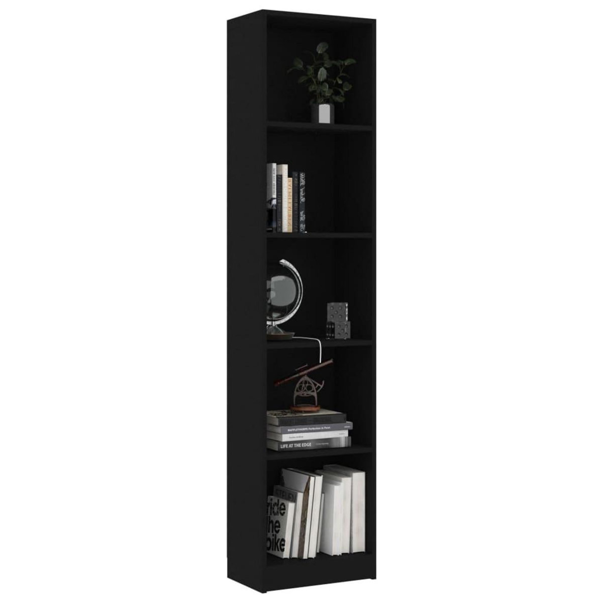 VIDAXL Bibliotheque a 5 niveaux Noir 40x24x175 cm Bois d'ingenierie