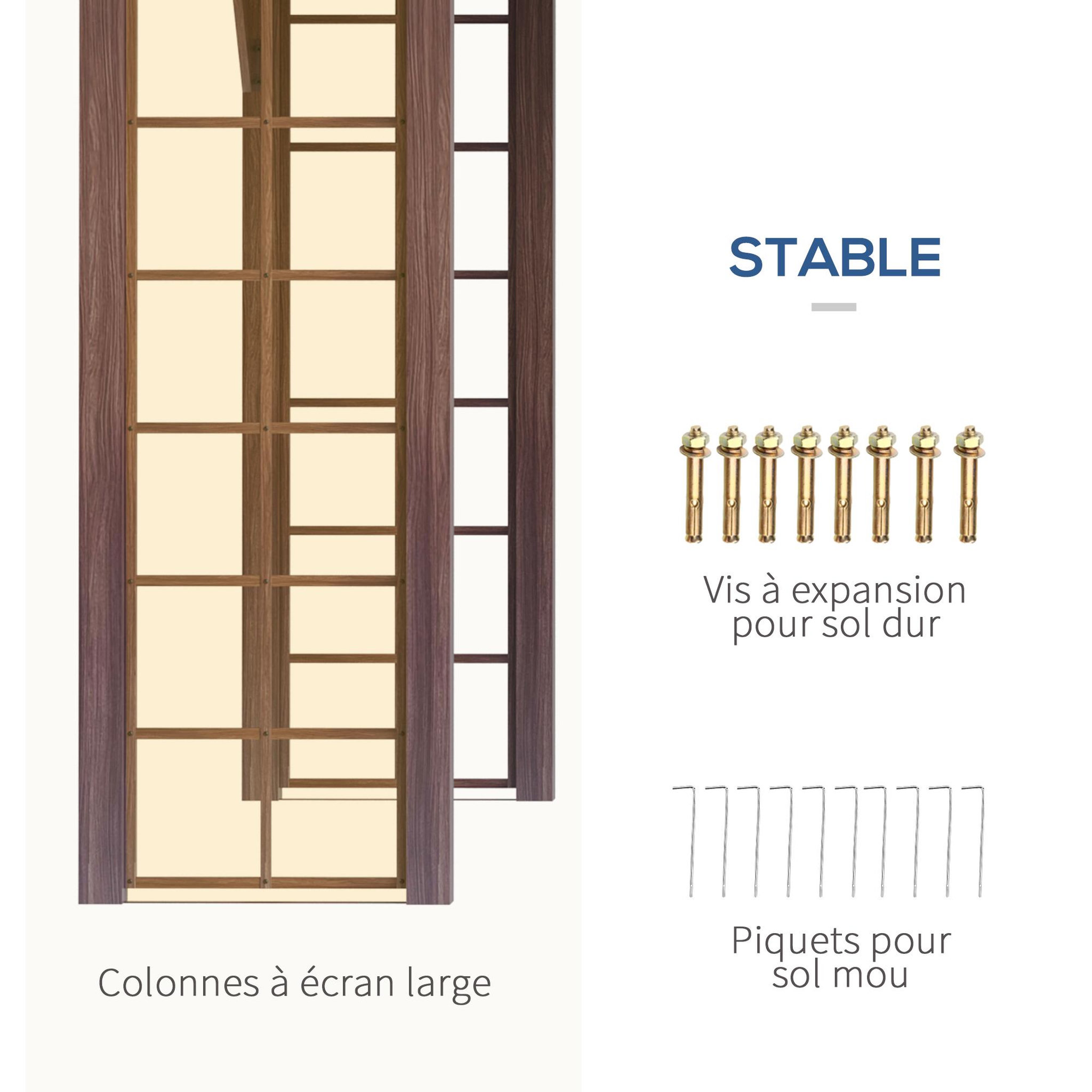 Voir la diapositive 6 : OUTSUNNY Pergola pavillon de jardin avec toit rigide imperméable - dim. 364L x 299l x 280H cm - métal aspect bois gris foncé
