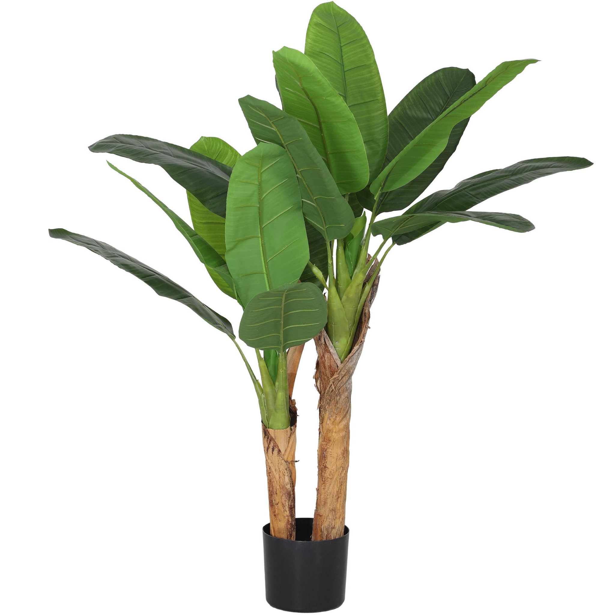 Voir la diapositive 1 : HOMCOM Plante artificielle bananier H.120 cm - grand réalisme - 15 feuilles - mousse effet lichen pots inclus