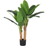 HOMCOM Plante artificielle bananier H.120 cm - grand réalisme - 15 feuilles - mousse effet lichen pots inclus