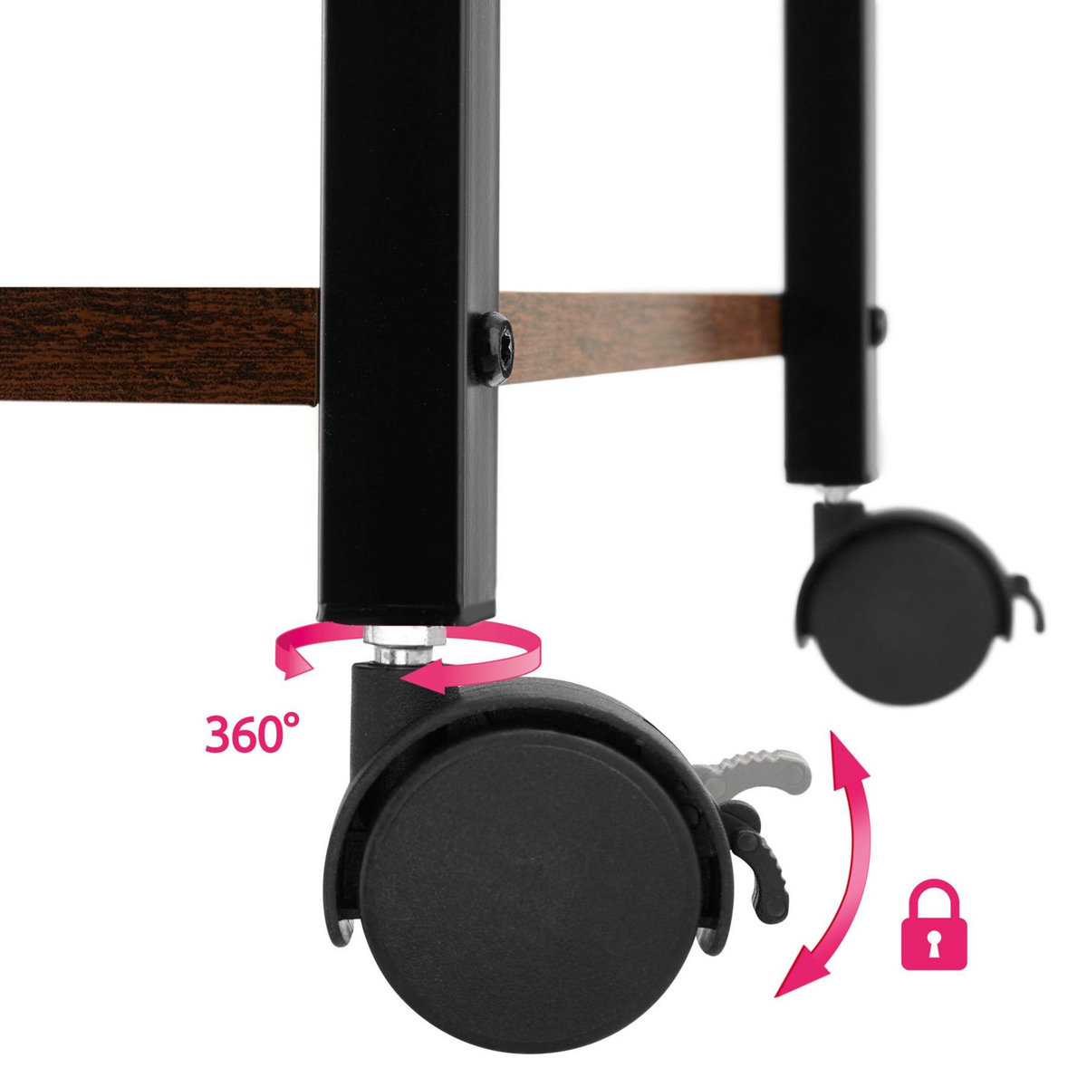 tectake Chariot de service style industriel Bois foncé industriel, rustique