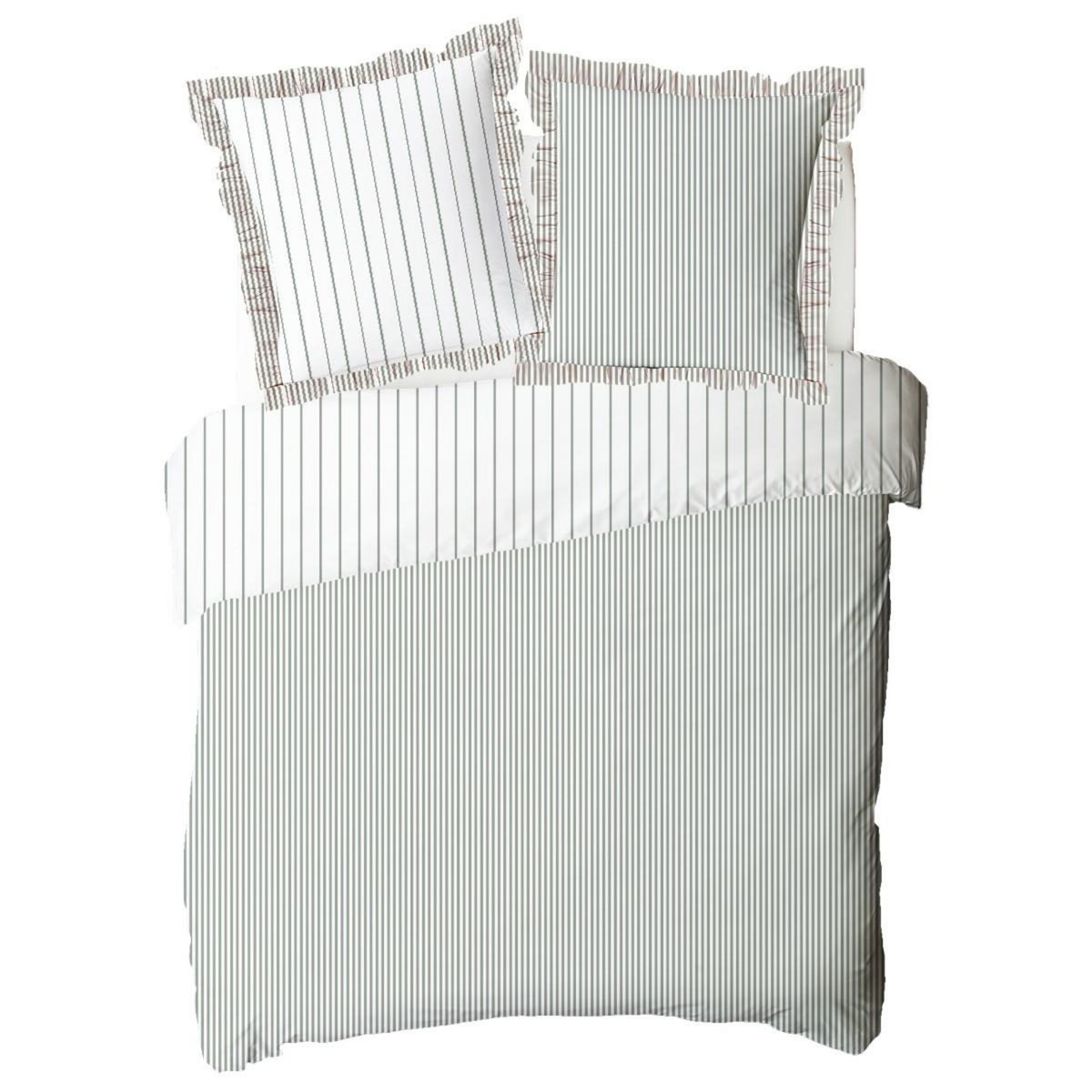 FUTURE HOME Parure de lit 2 personnes en coton 57 fils imprimé blanc