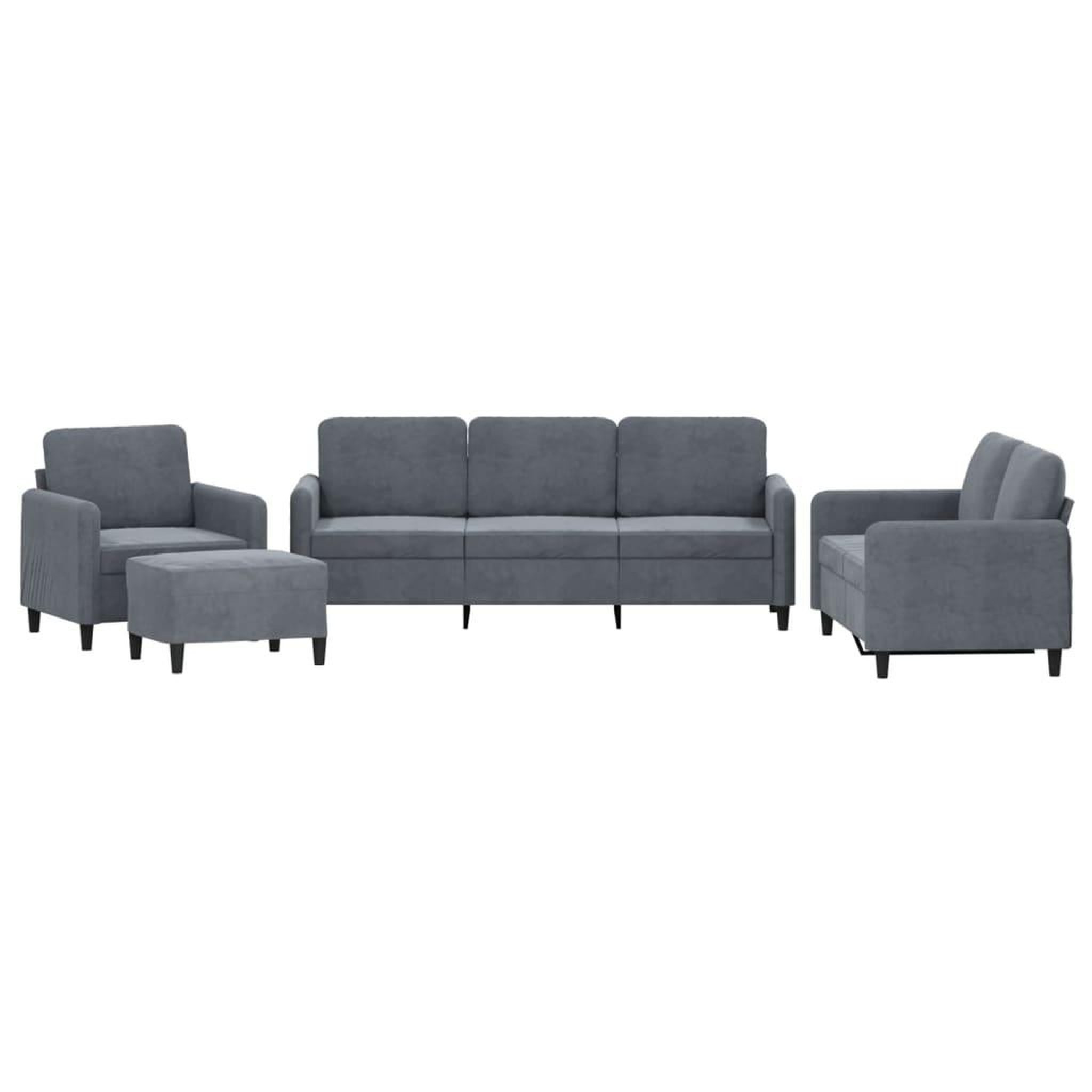 Voir la diapositive 2 : VIDAXL Ensemble de canapes 4 pcs gris fonce velours