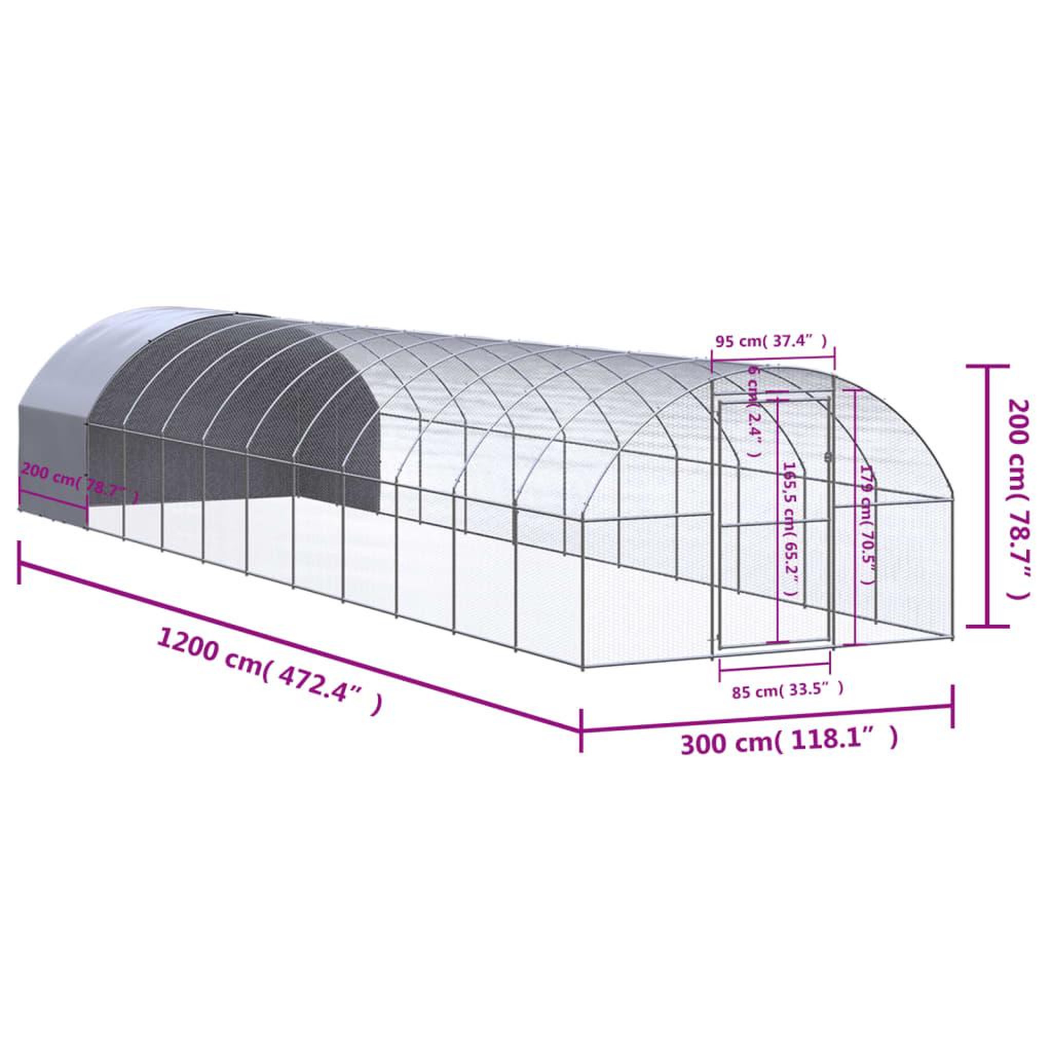 Voir la diapositive 6 : VIDAXL Poulailler d'exterieur 3x12x2 m Acier galvanise